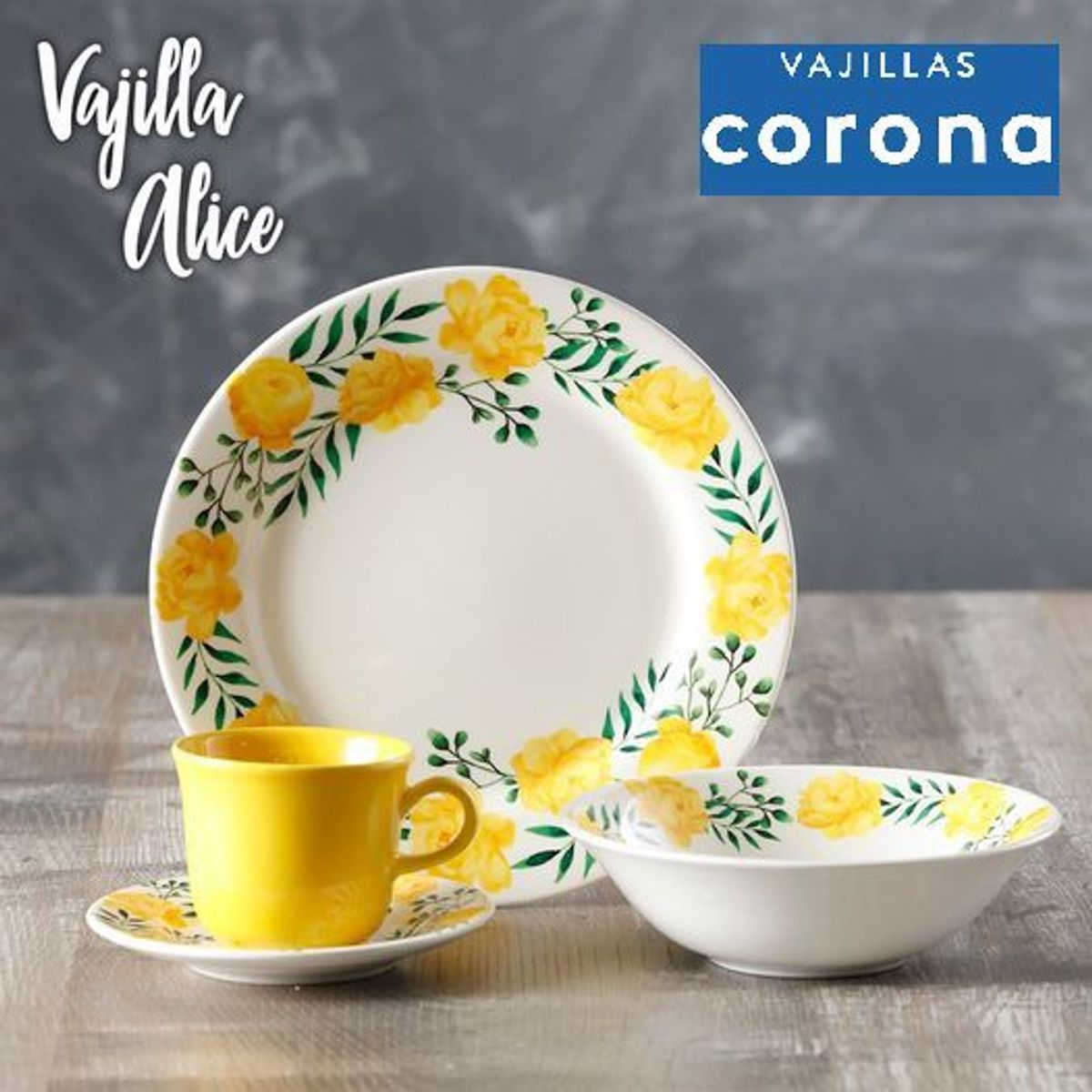 CORONA - Juego de Vajilla Corona 16 piezas Modelo Alice