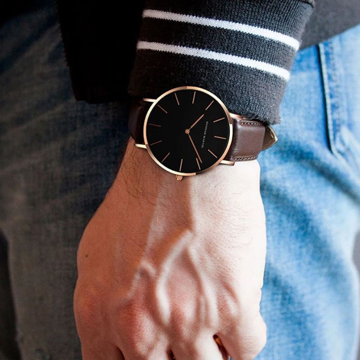 HANNAH MARTIN - RELOJ HOMBRE CUERO MARRÓN HANNAH MARTIN