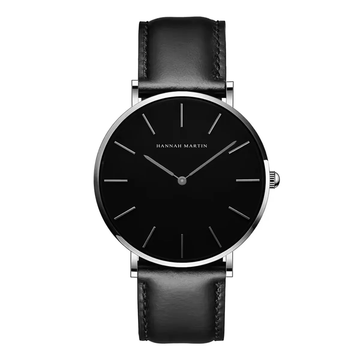 HANNAH MARTIN - RELOJ HOMBRE CUERO NEGRO HANNAH MARTIN