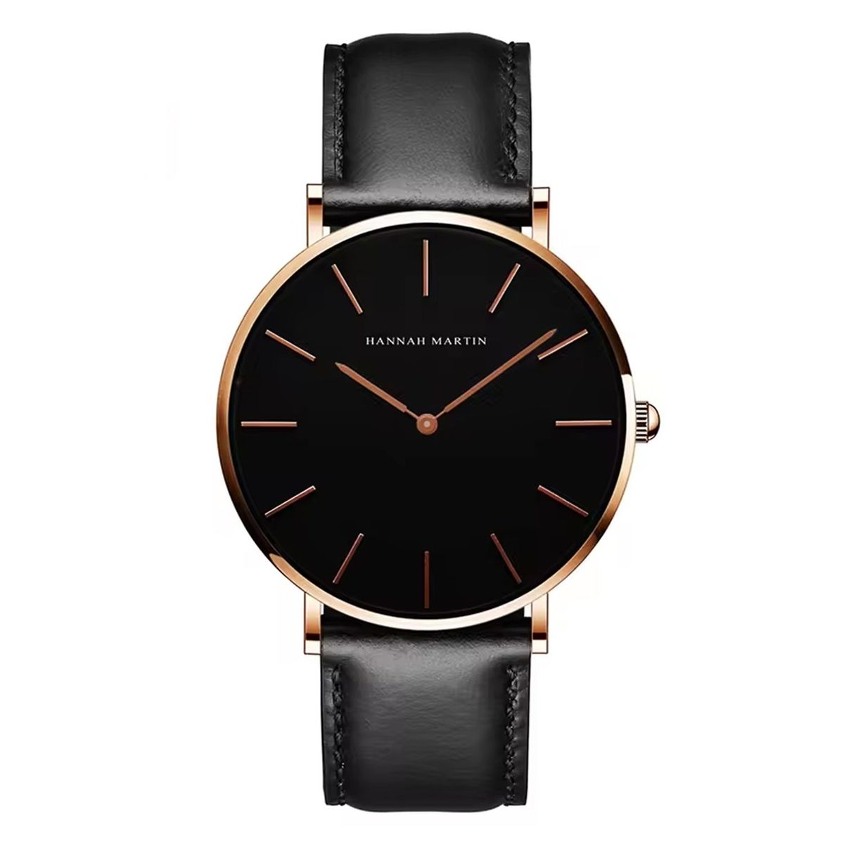 HANNAH MARTIN - RELOJ HOMBRE CUERO NEGRO HANNAH MARTIN