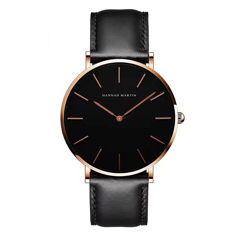 HANNAH MARTIN - RELOJ HOMBRE CUERO NEGRO HANNAH MARTIN