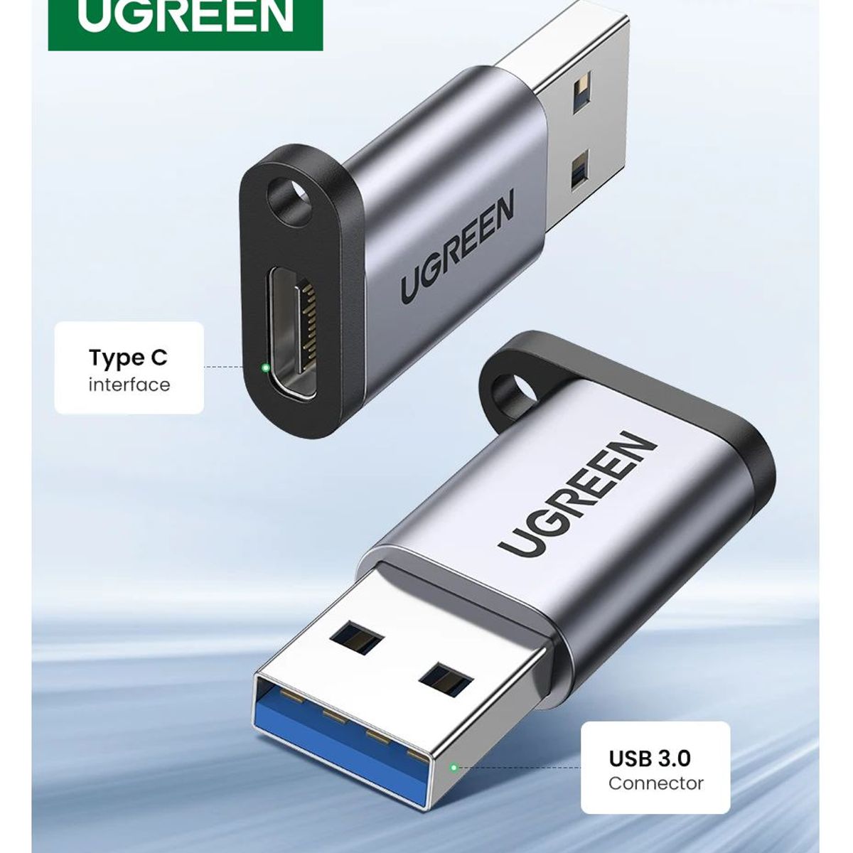 UGREEN - Adaptador USB 3.0 macho a USB tipo C hembra - UGREEN