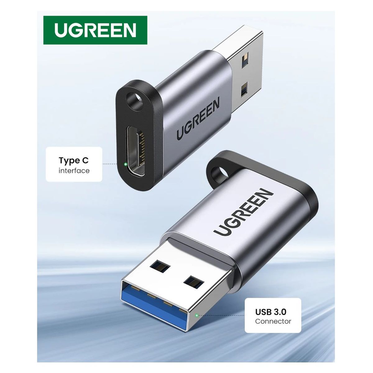 UGREEN - Adaptador USB 3.0 macho a USB tipo C hembra - UGREEN
