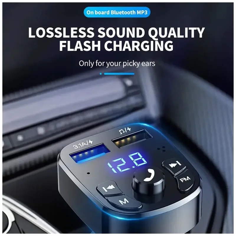 GENERICO - Reproductor Mp3 para AUTO Cargador rápido Usb  RADIO FM Bluetooth