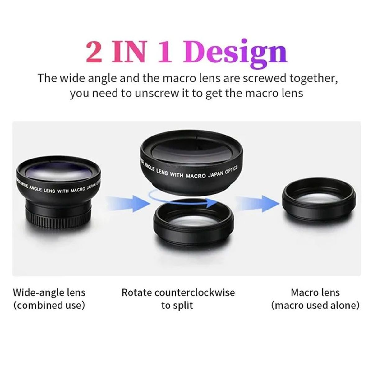 GENERICO - Lente de cámara macro teléfono móvil ultra gran angular y macro