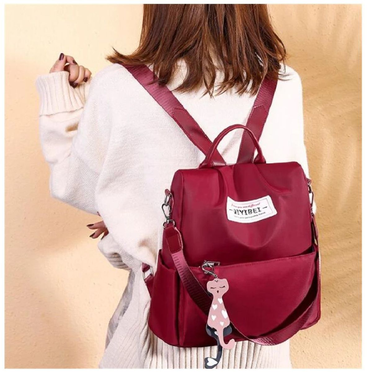 GENERICO - MOCHILA BOLSO ANTIRROBO IMPERMEABLE OXFORD CON LLAVERO