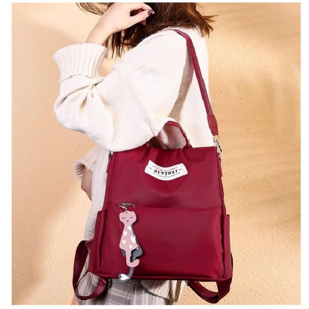 GENERICO - MOCHILA BOLSO ANTIRROBO IMPERMEABLE OXFORD CON LLAVERO