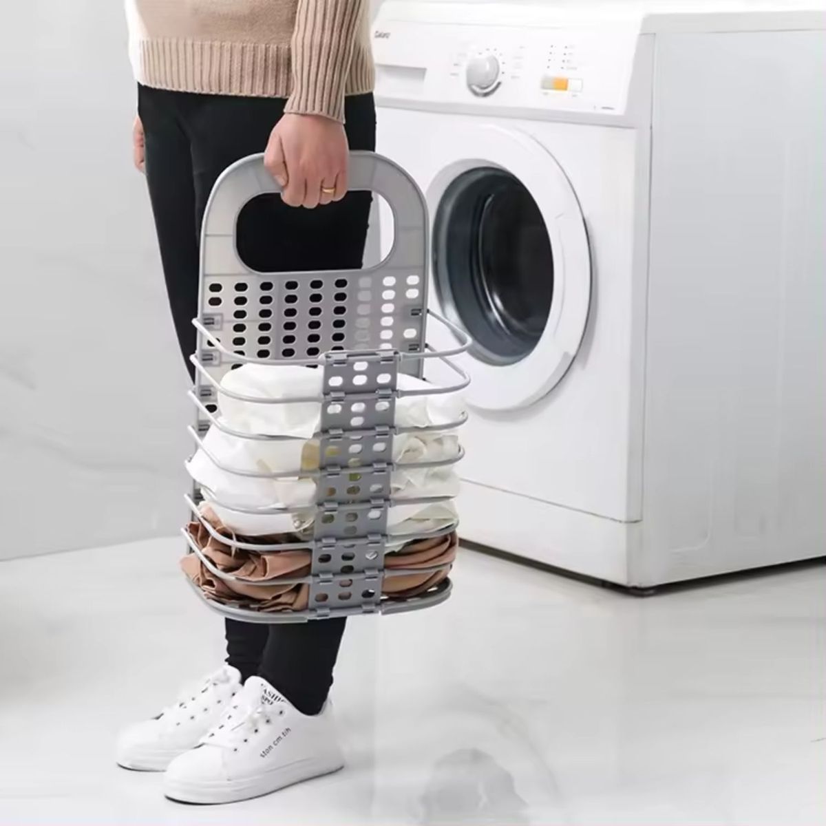 GENERICO - Cesta para Ropa Plegable Gris