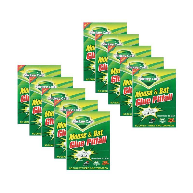 GENERICO - Trampa Para Ratas Y Ratones Con Pegamento - 10 Unidades