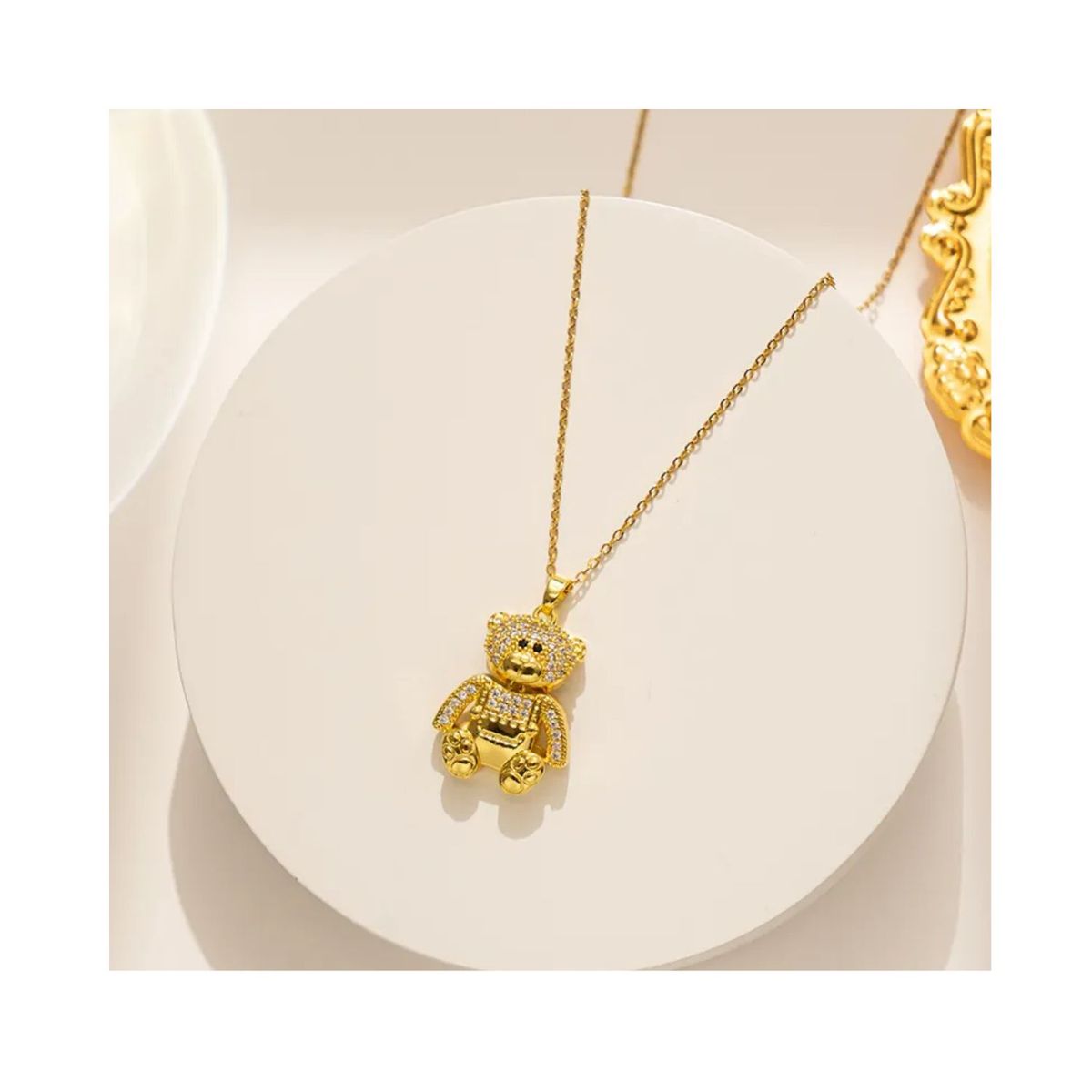 GENERICO - Collar de Mujer con Colgante de Oso Chapado en 18k