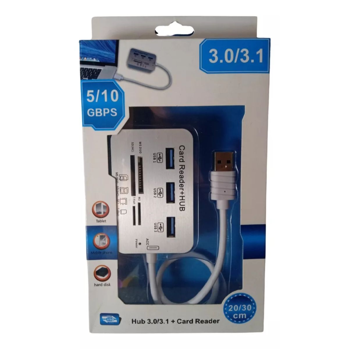GENERICO - Adaptador Múltiple USB  7 puertos en 1