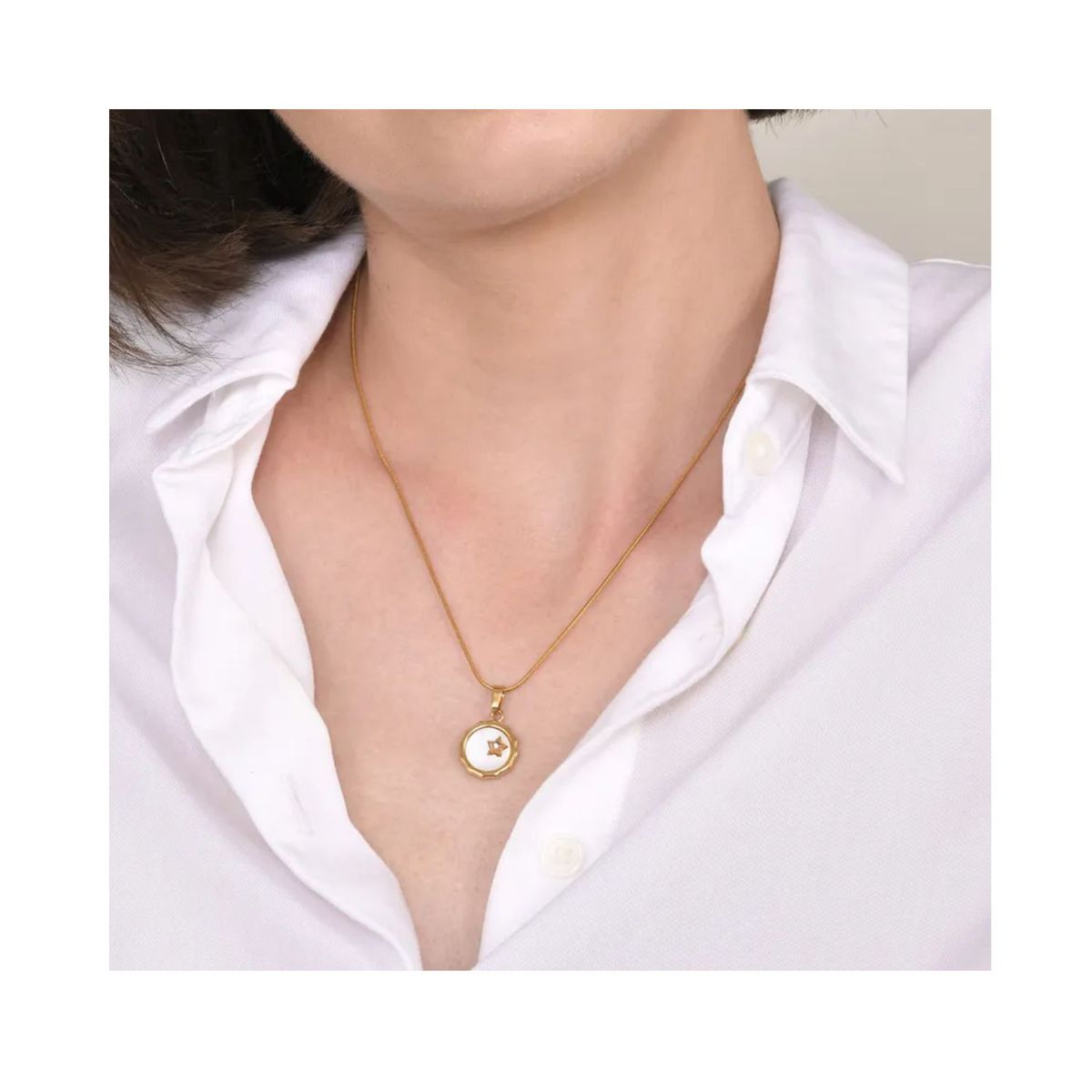 GENERICO - Collar de Mujer con Colgante de Estrella de Retazos Enchapado