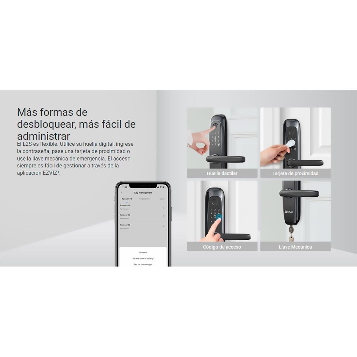 EZVIZ - Cerradura L2S Ezviz Inteligente con Huella Dactilar