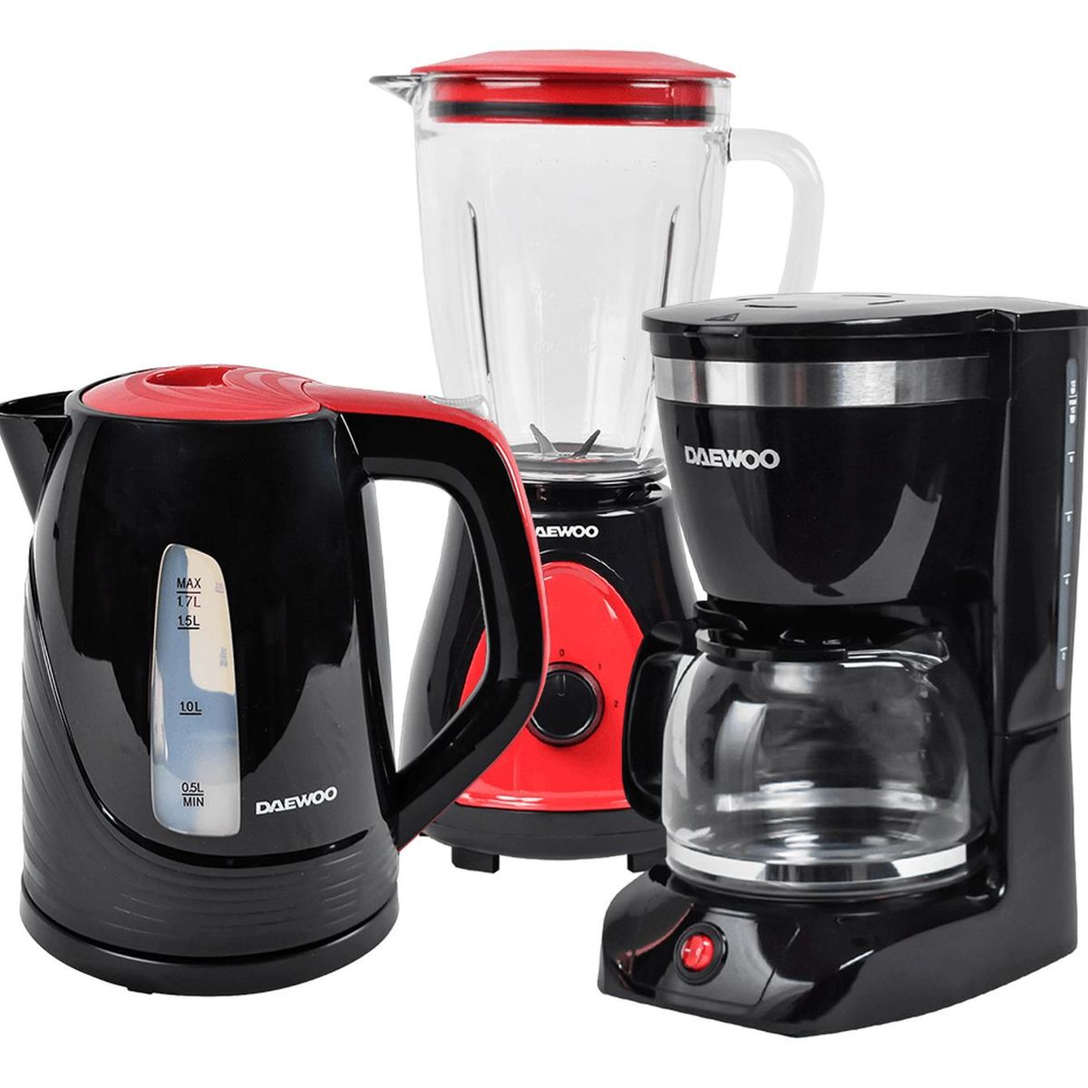 DAEWOO - Daewoo Licuadora  1.5L+Cafetera  1.25L 12  Tazas+Hervidor 1.7L