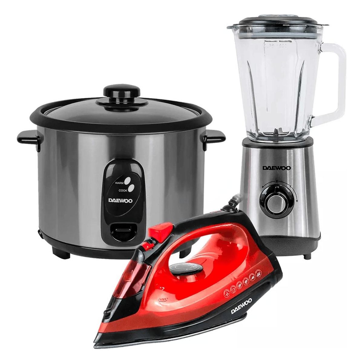 DAEWOO - Daewoo Olla Arrocera 1.8 L + Plancha de Vapor + Licuadora 1.5 L