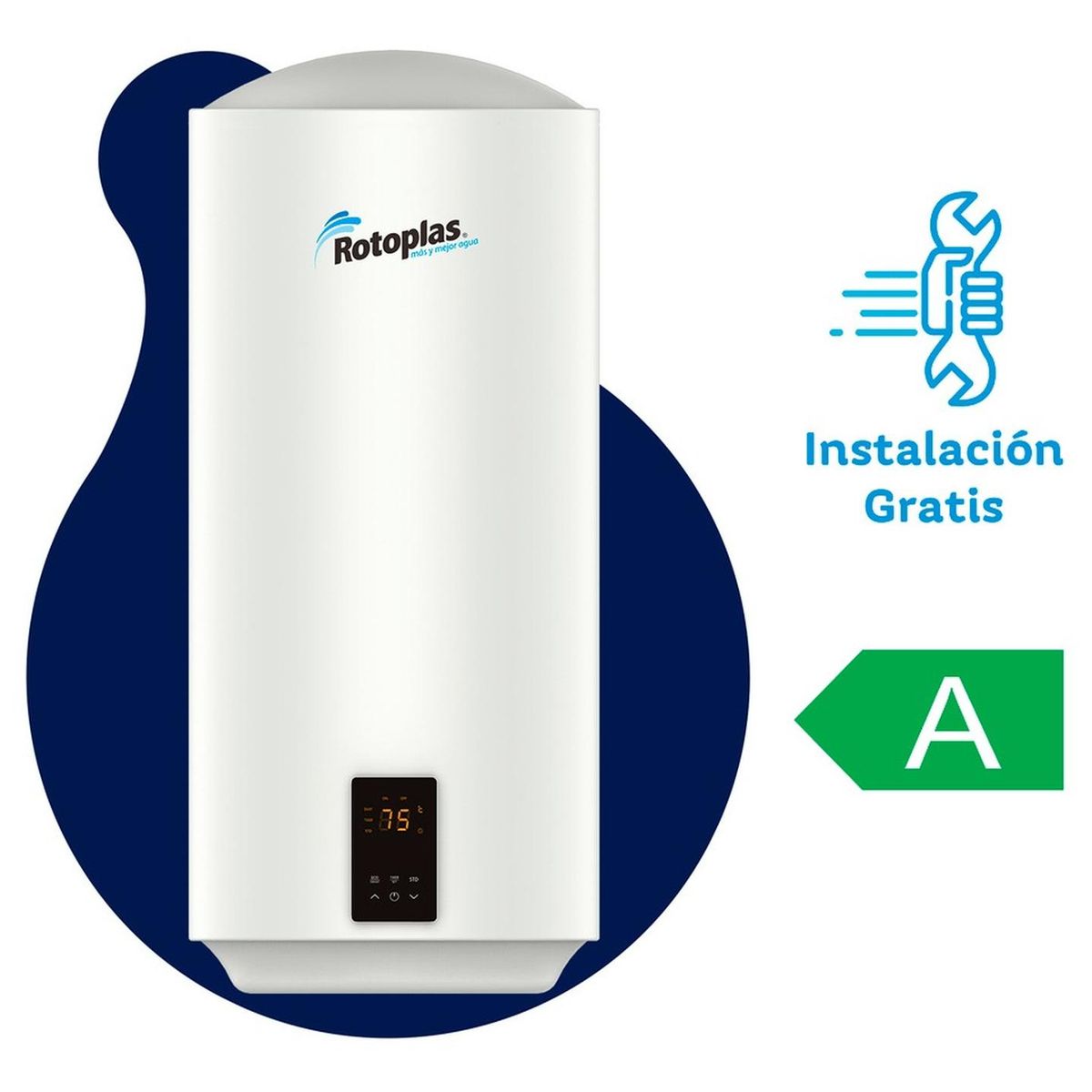 ROTOPLAS - Terma Eléctrica Rotoplas de Acumulación Ecosmart Plus 80 L