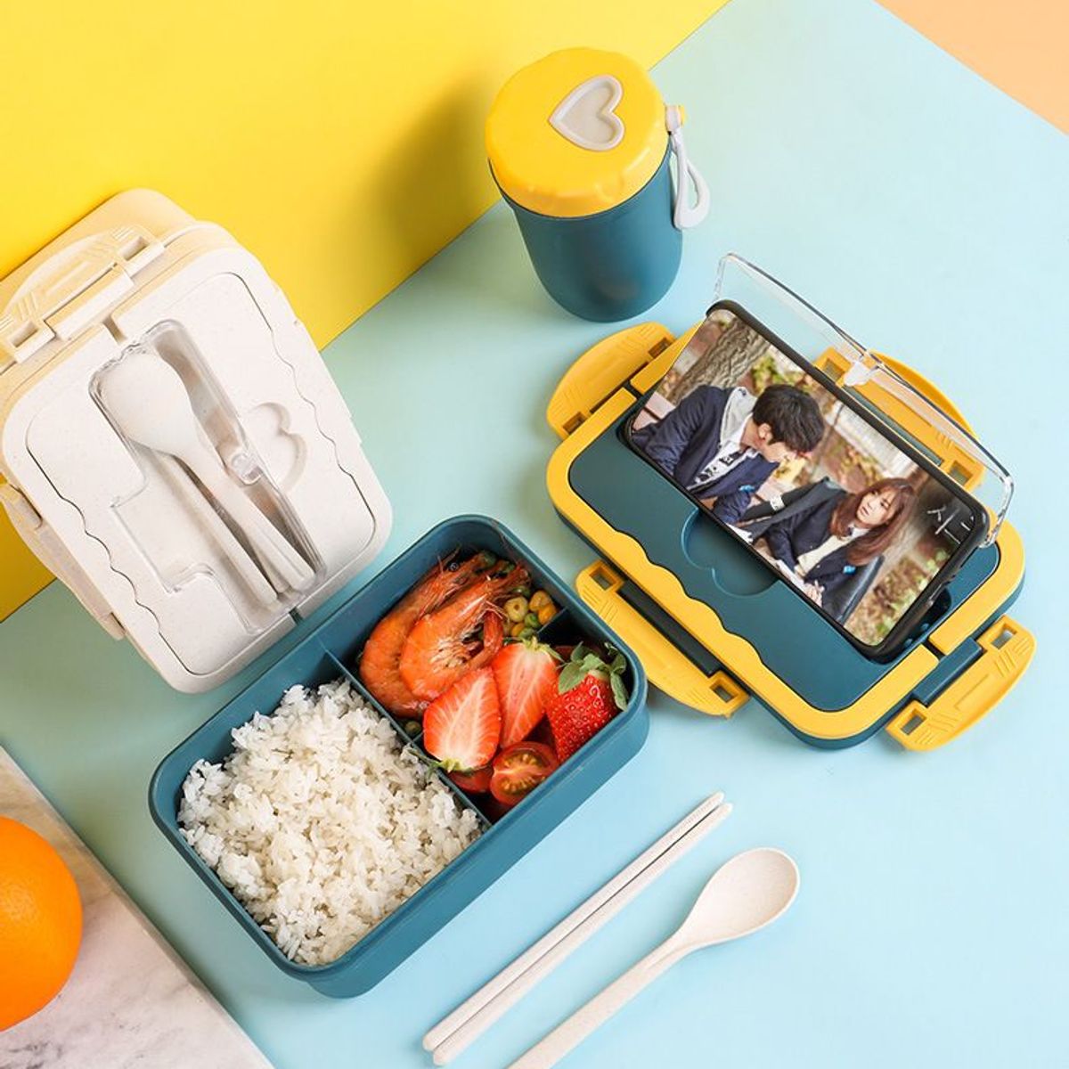 KAST PE - Taper lonchera de 3 Divisiones para Alimentación saludable