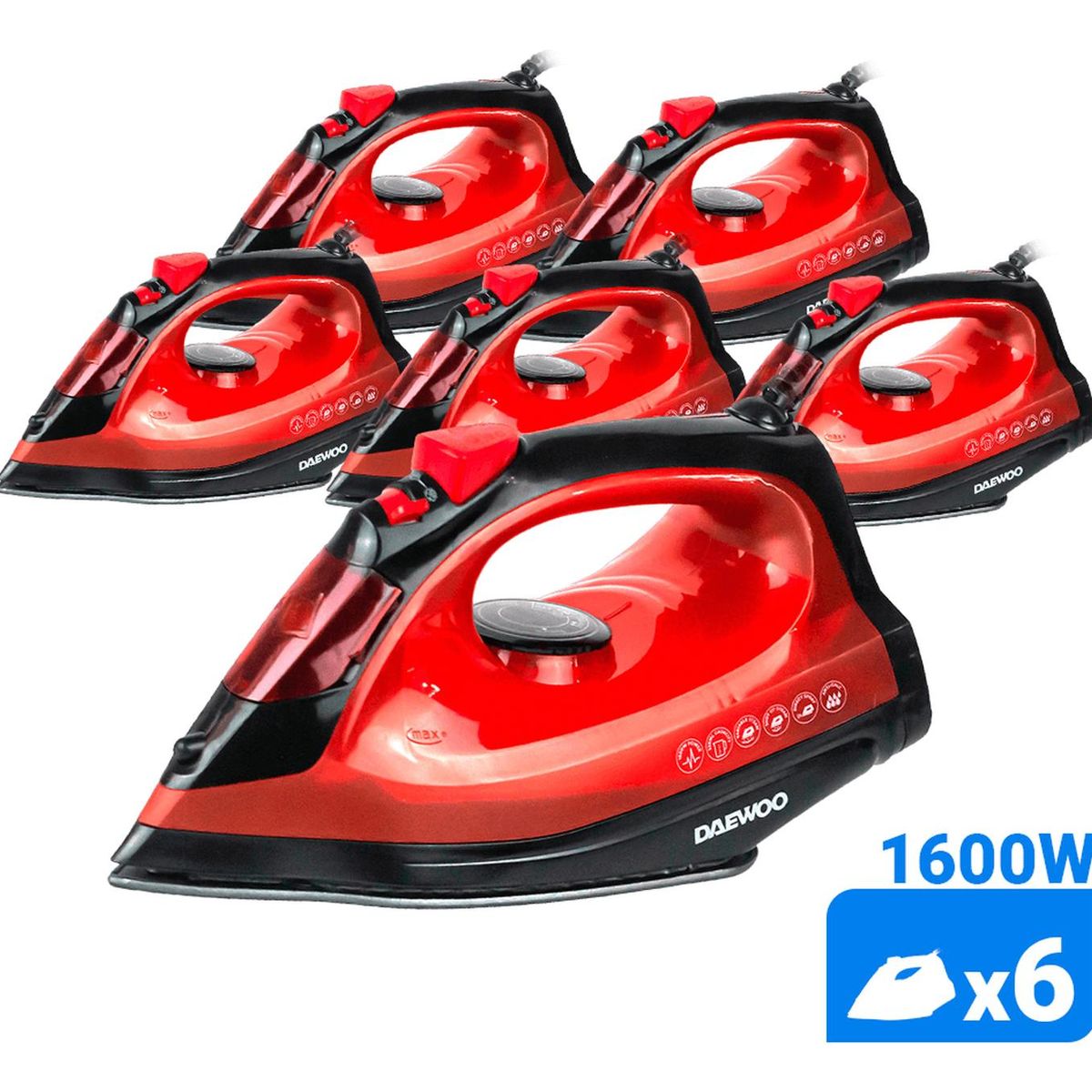 DAEWOO - Plancha a vapor 1600w Pack x6
