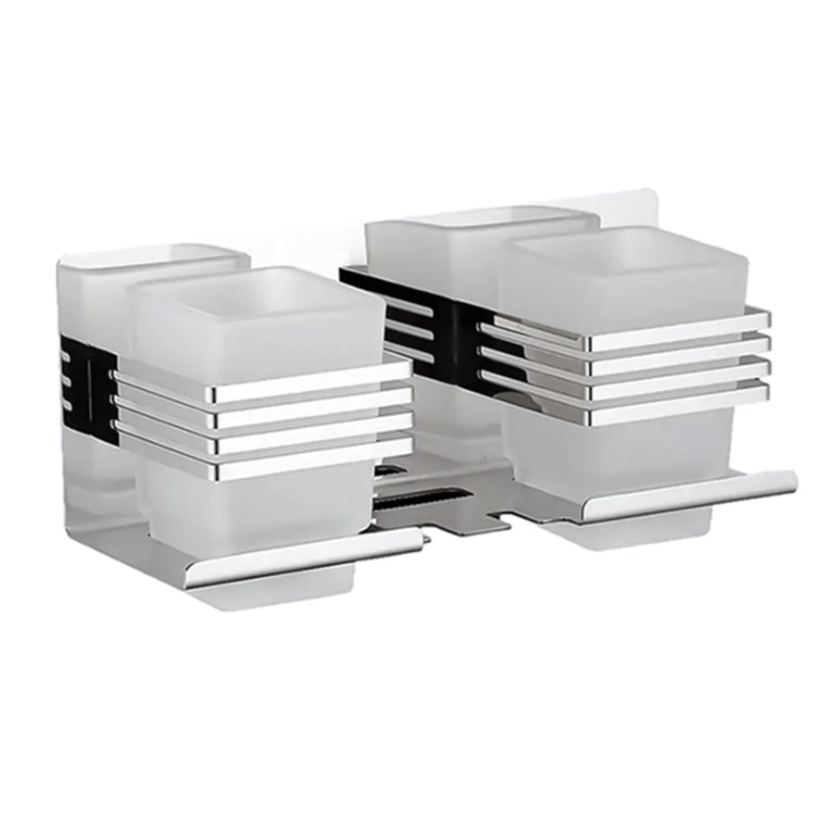 XM - PORTA CEPILLO DOBLE VASO DE VIDRIO  ADB6709