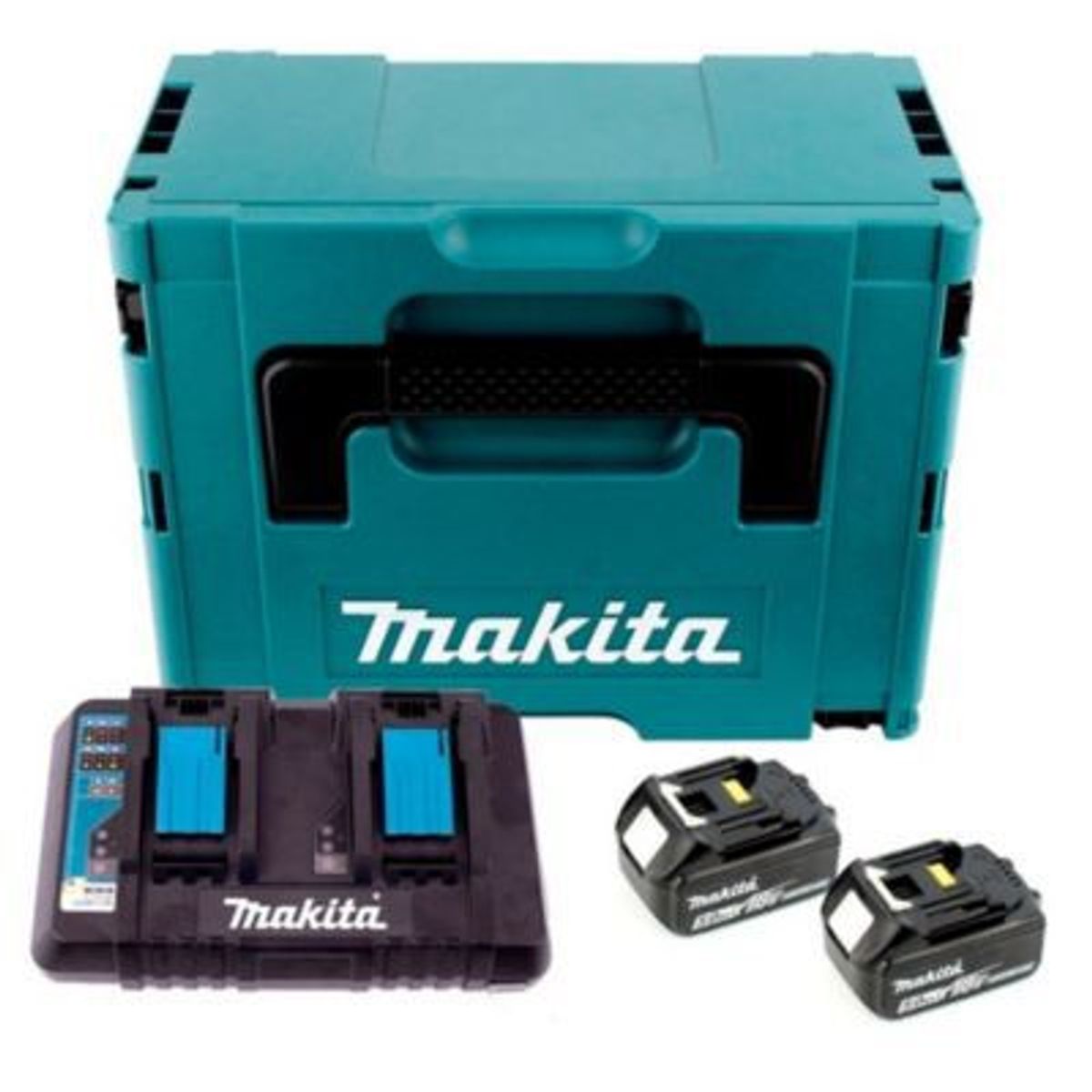 MAKITA - Set 2 Baterías Makita 18V LXT  5.0Ah + Cargador Doble MakPac