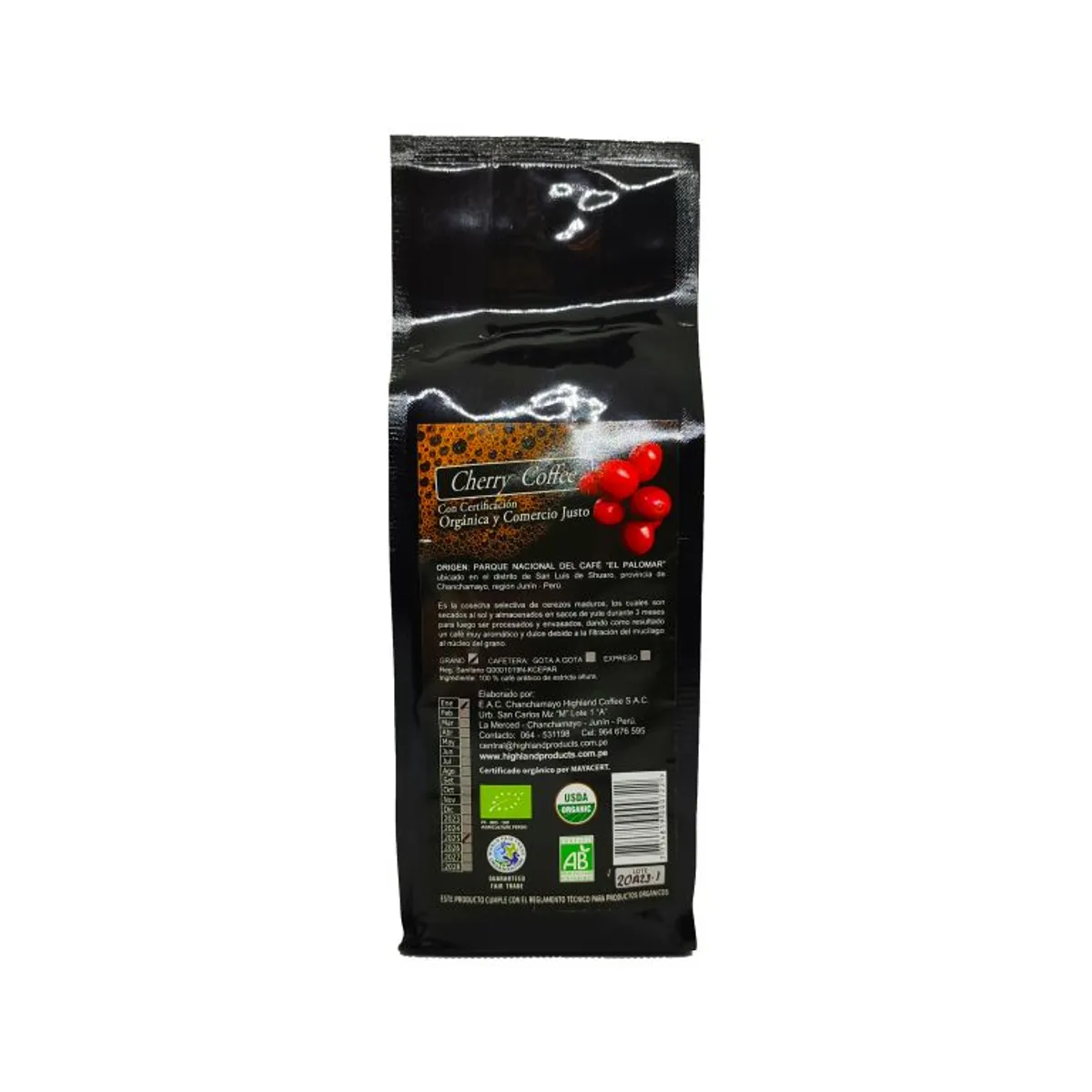 CHANCHAMAYO HIGHLAND COFFEE - CAFÉ CHERRY COFFEE 250 gr orgánico