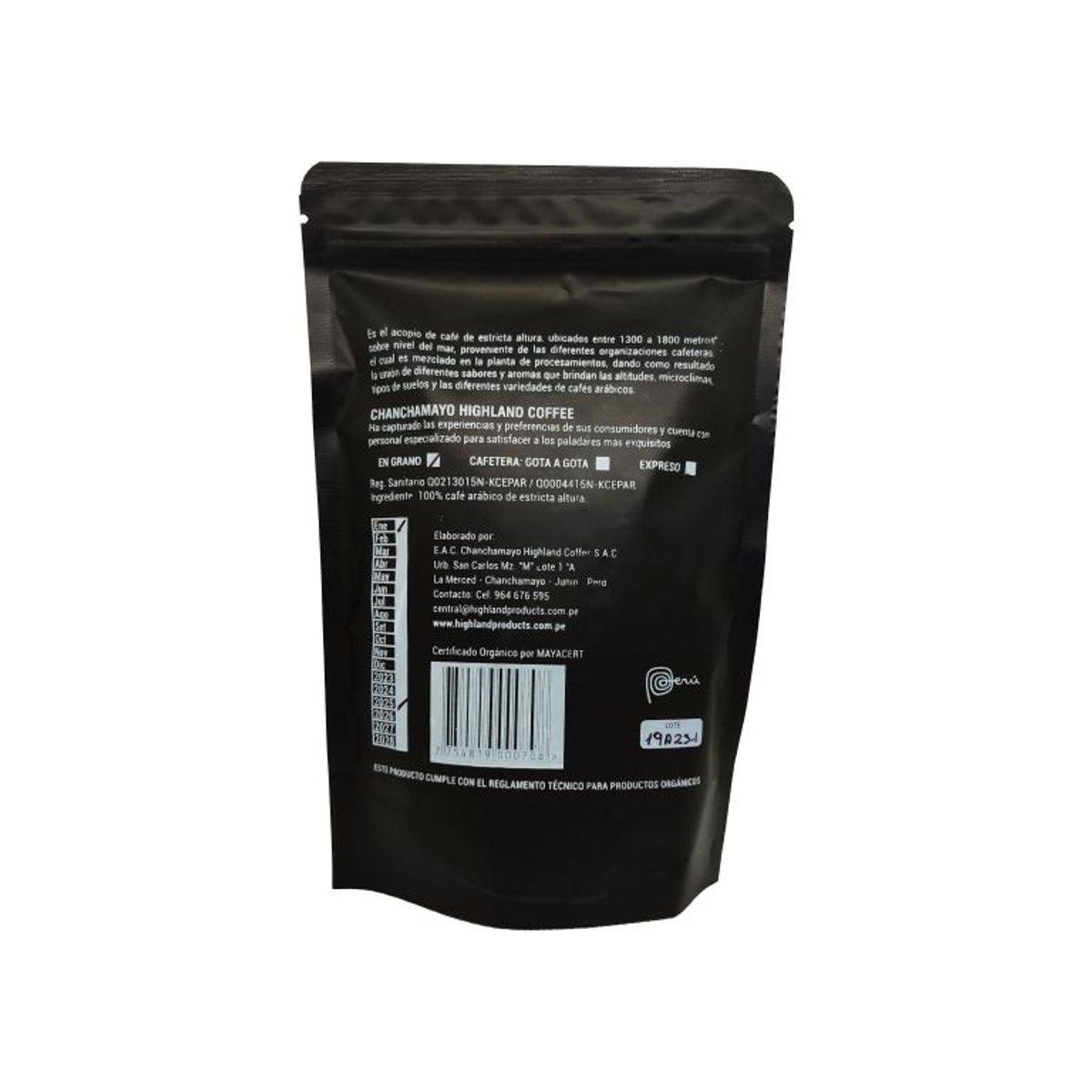 CHANCHAMAYO HIGHLAND COFFEE - Café BLEND COFFEE 100 gr orgánico