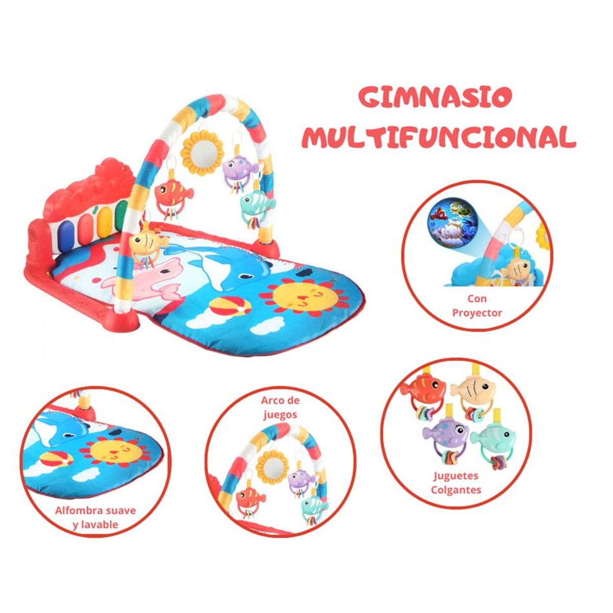 GENERICO - Gimnasio Multifuncional Musical con Proyector para Bebé 3en1