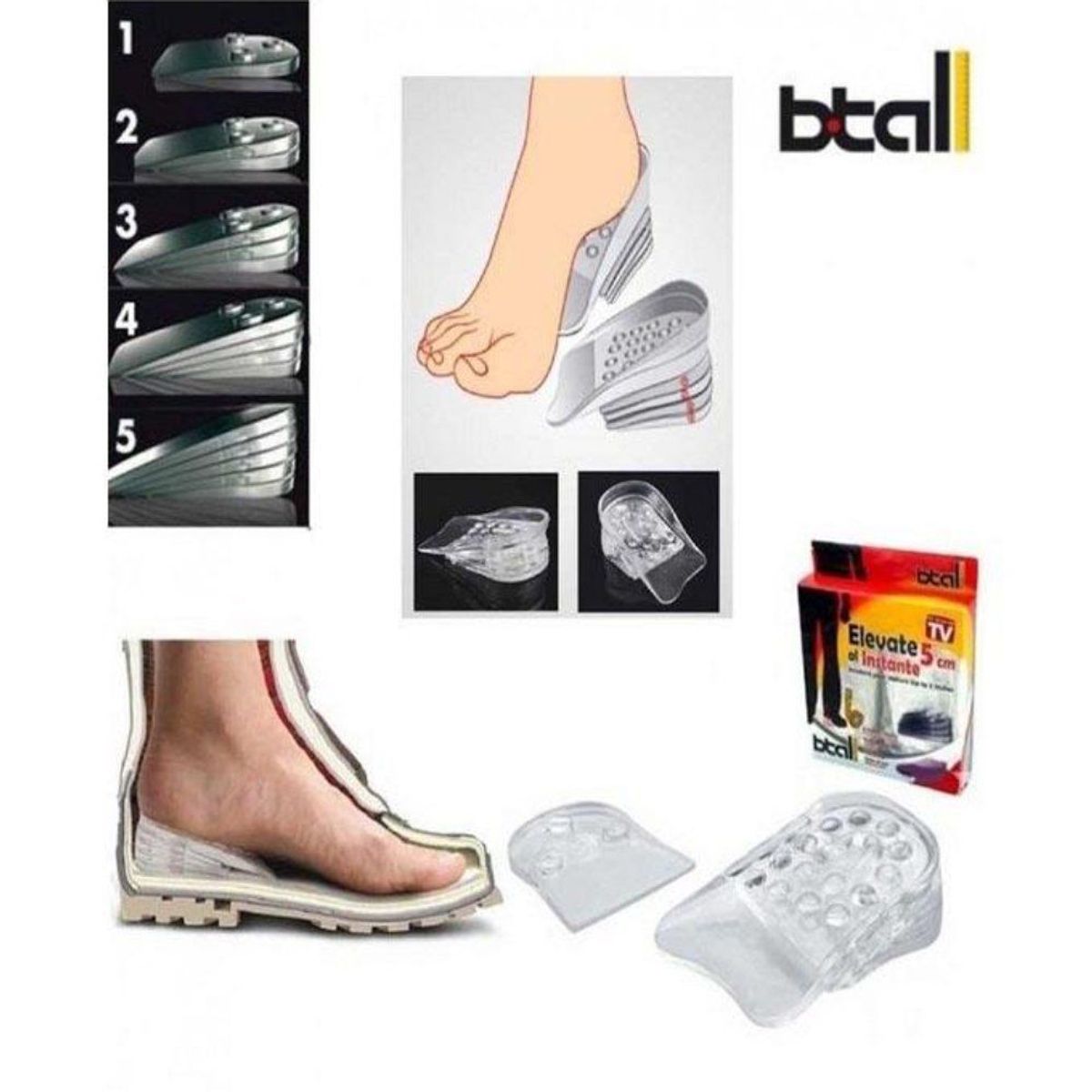 OEM - Plantillas Incrementa de Altura mas Alto Crece 5cm de Zapato