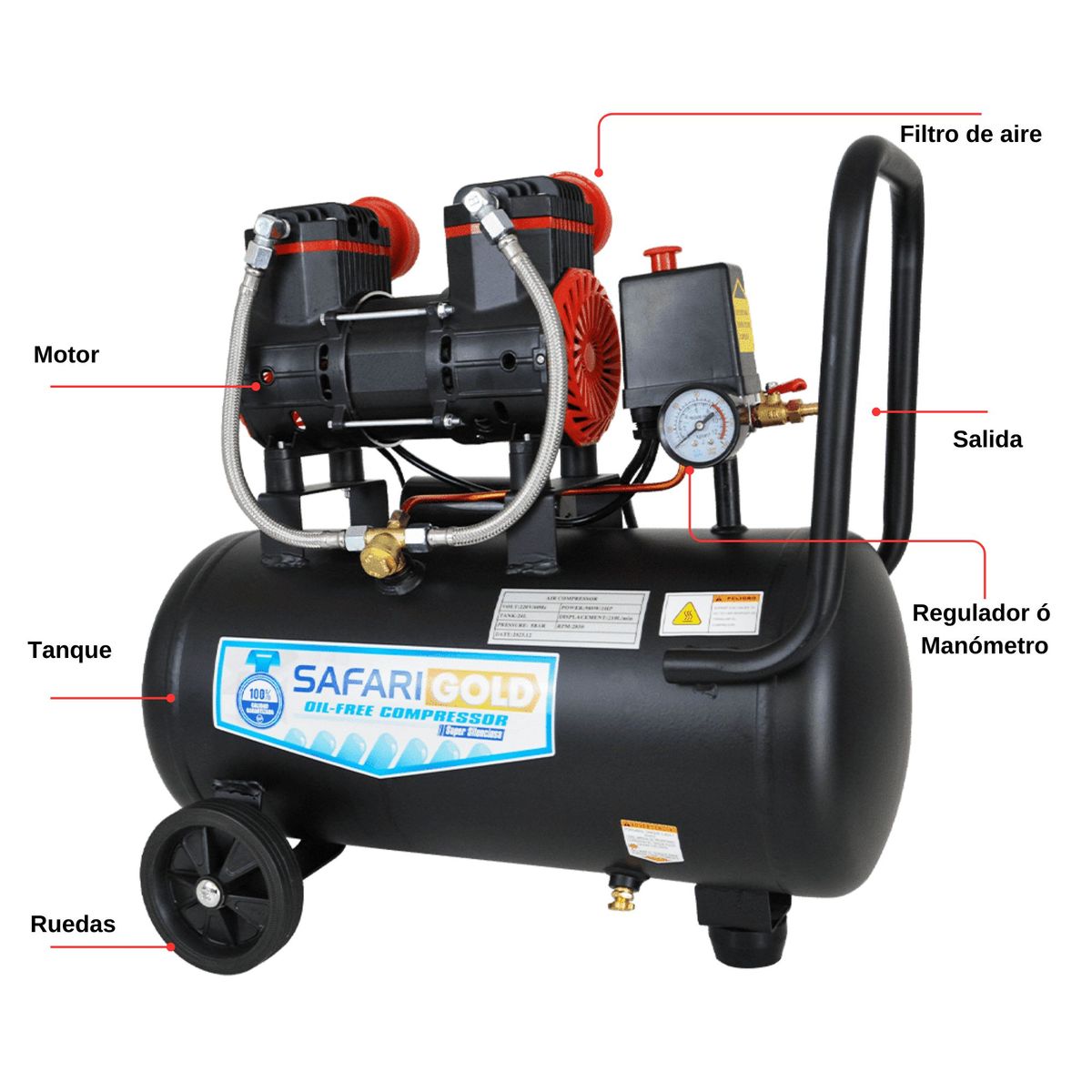 SAFARI - Compresora silenciosa 24 litros Safari