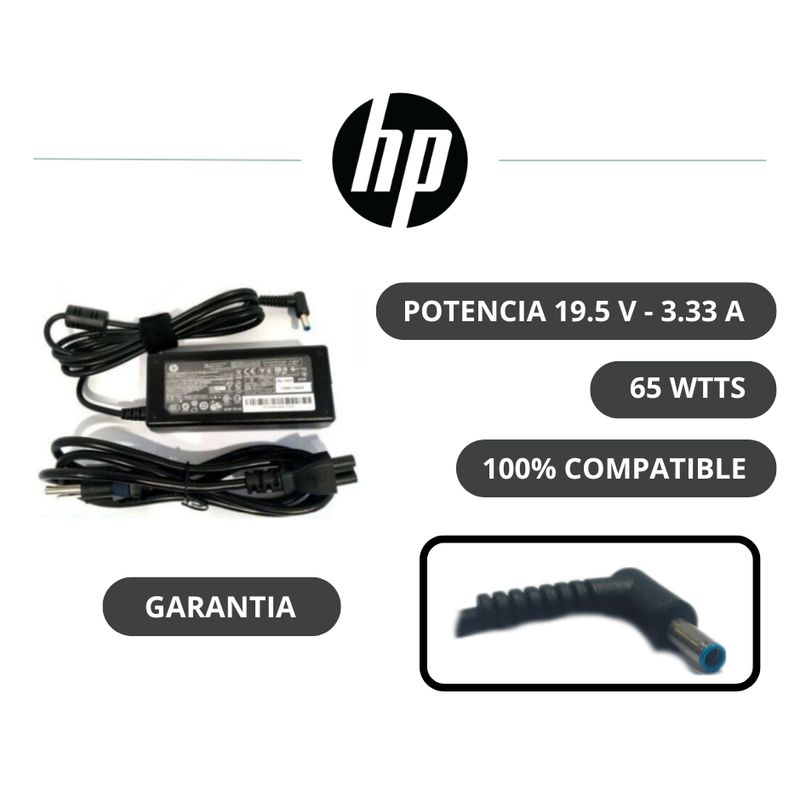 HP - CARGADOR HP 19.5V 3.33A 65W PTA AZUL 4530 mm