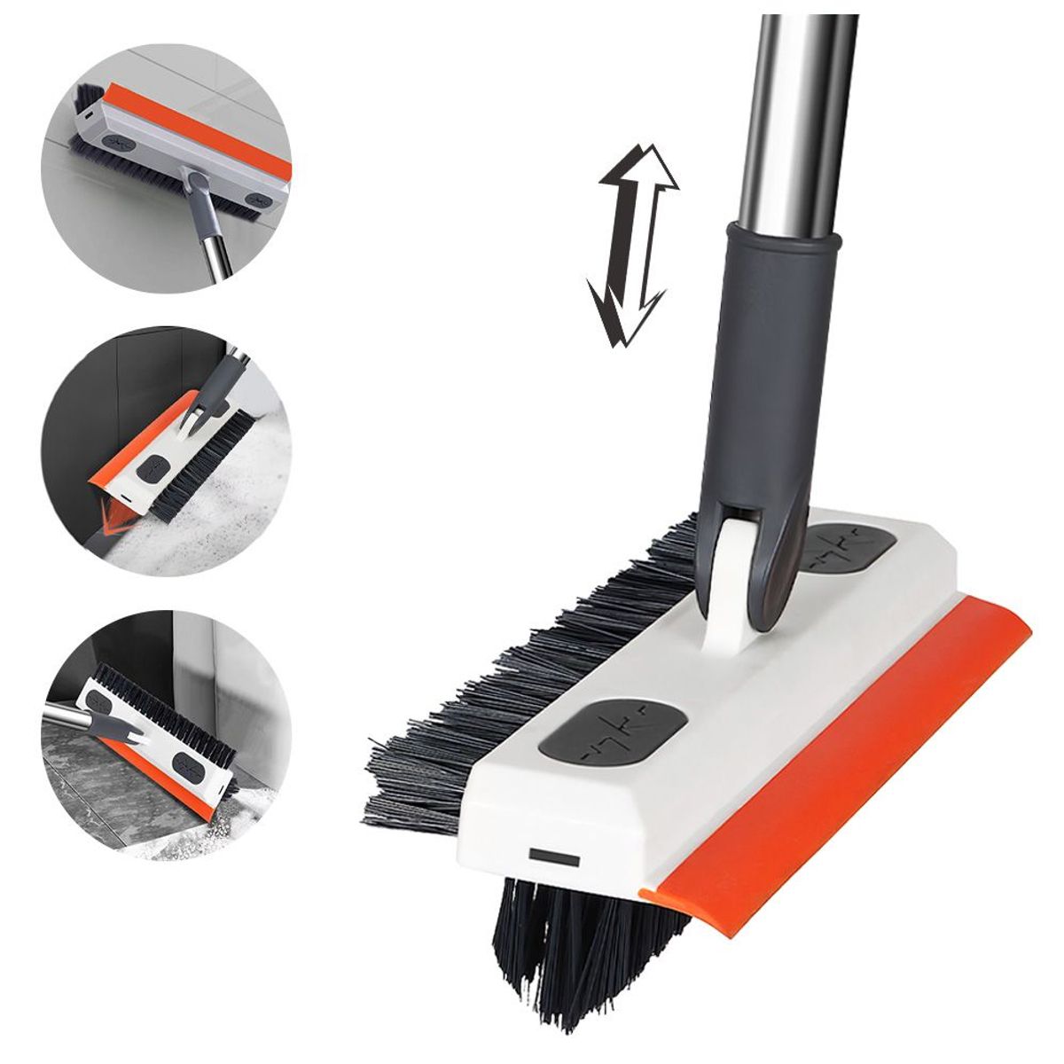 KELLER - Escoba Cepillo de Limpieza 3 en 1 Giratorio Blanco XJ7