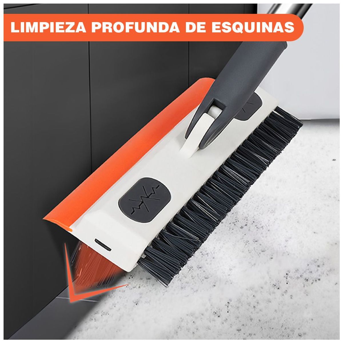 KELLER - Escoba Cepillo de Limpieza 3 en 1 Giratorio Blanco XJ7