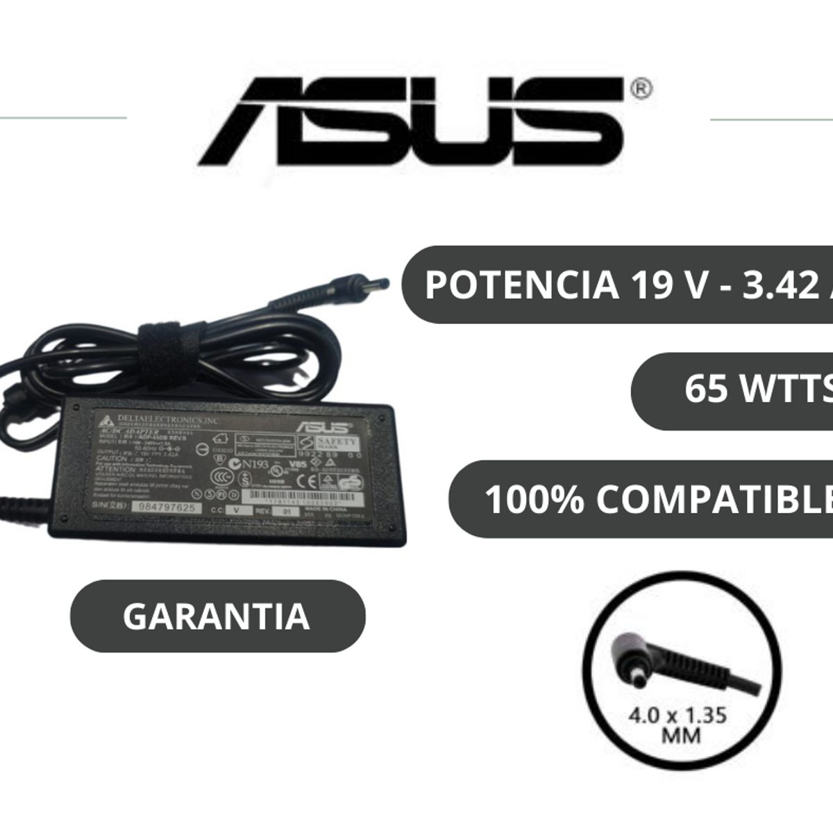 ASUS - CARGADOR DE LAPTOP ASUS PUNTA FINA 19V - 342A