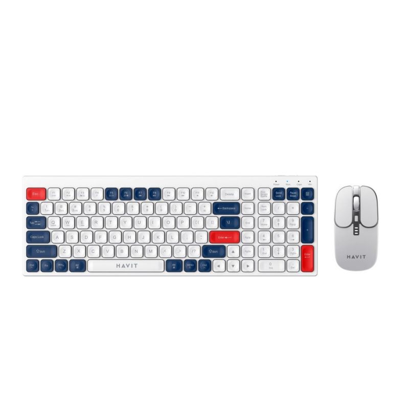 HAVIT - Kit Teclado Y Mouse Inalambrico Havit KB830WB blancoazul