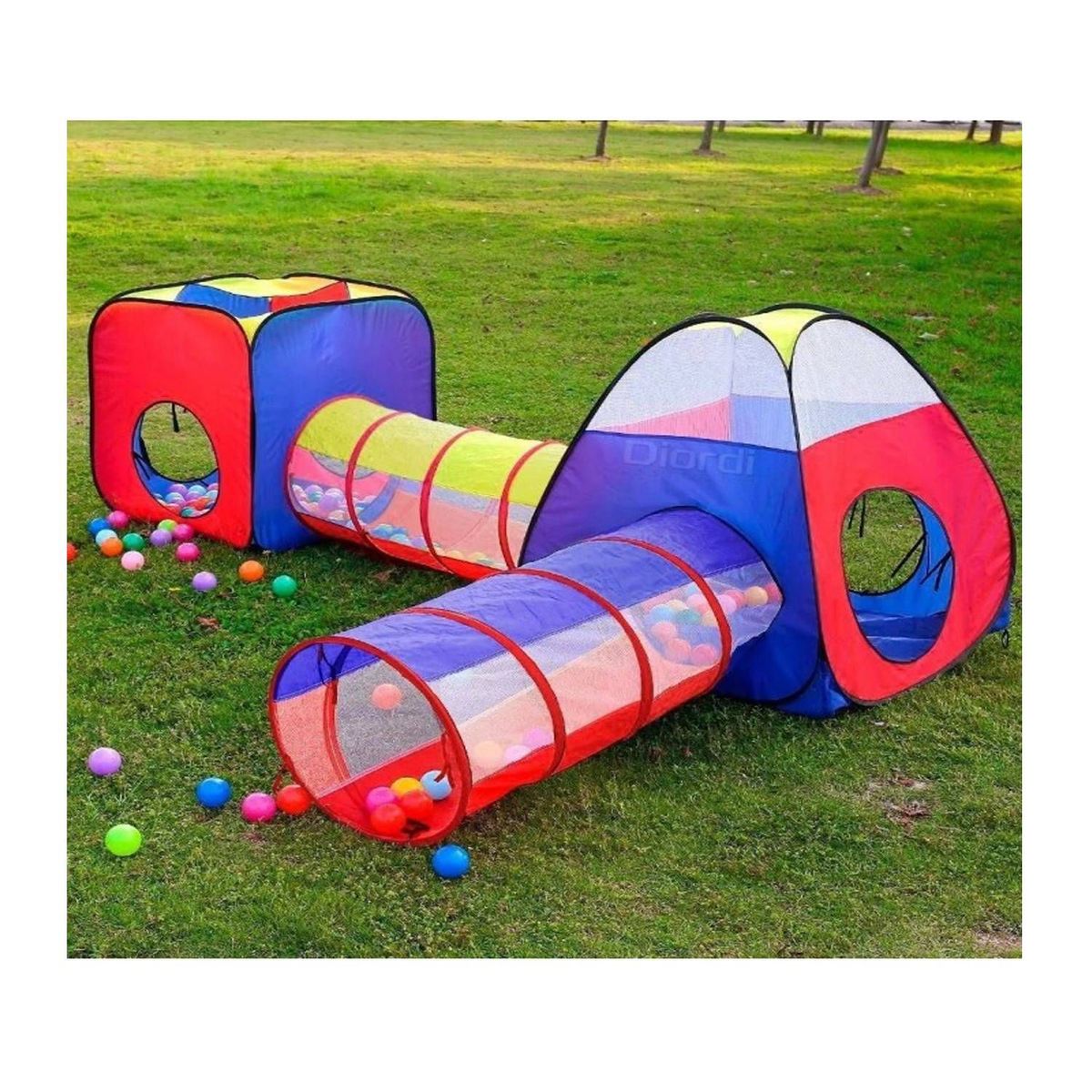 GENERICO - Carpa Circuito 4 En 1 Doble Túnel para Niños +100 pelotas