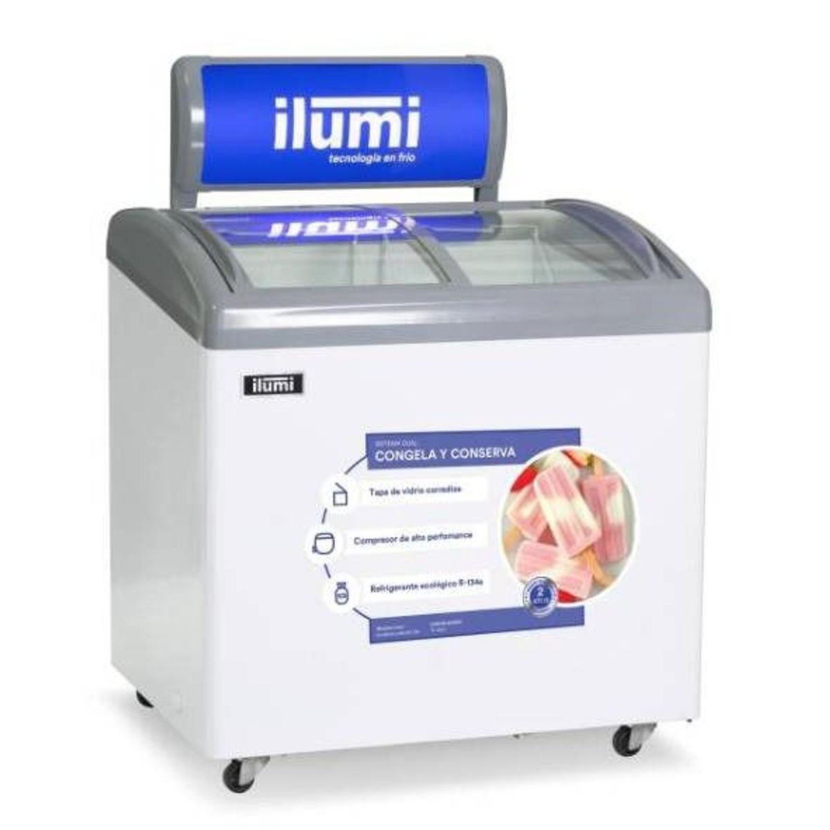 ILUMI - Congelador Ilumi TF-1600 con tapa de vidrio de 160 L
