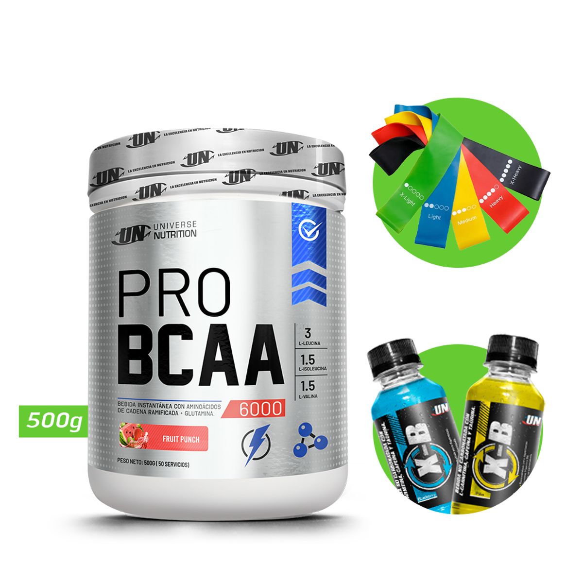 UNIVERSE NUTRITION - PRO BCAA 6000 Aminoácidos 500gr Fruit punch + REGALOS