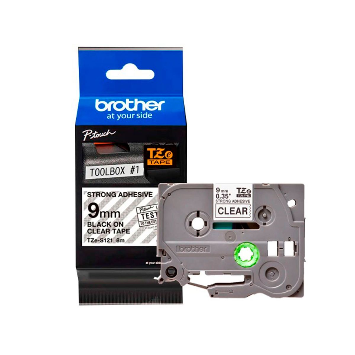 BROTHER - CINTA BROTHER TZE-S121 NEGRO SOBRE TRANSPARENTE   P/N: TZES121