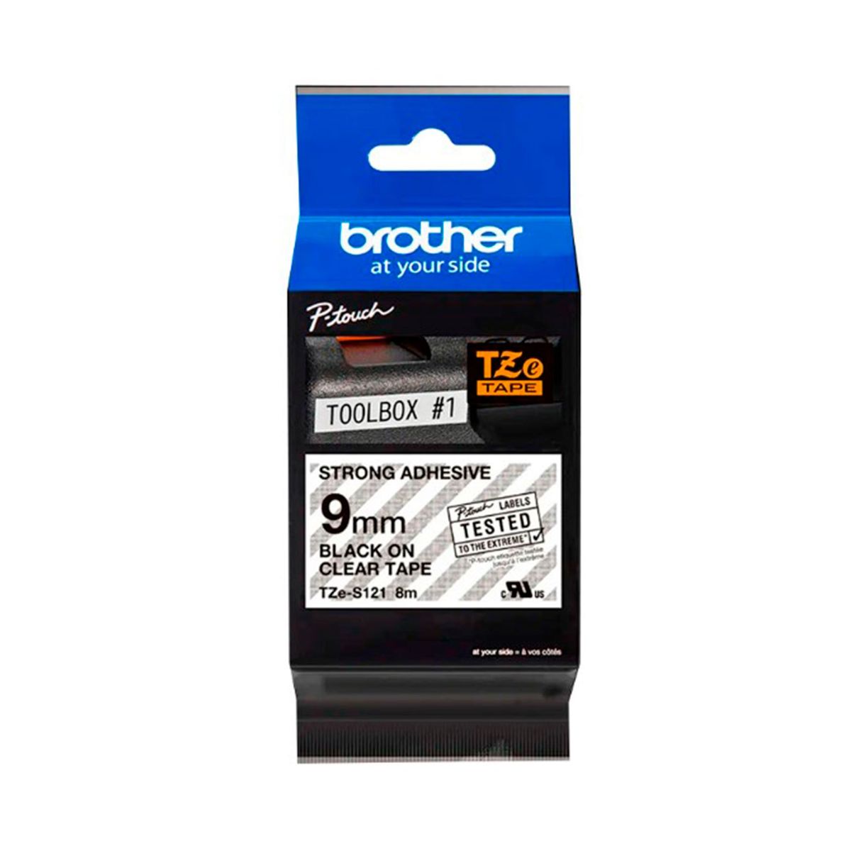 BROTHER - CINTA BROTHER TZE-S121 NEGRO SOBRE TRANSPARENTE   P/N: TZES121