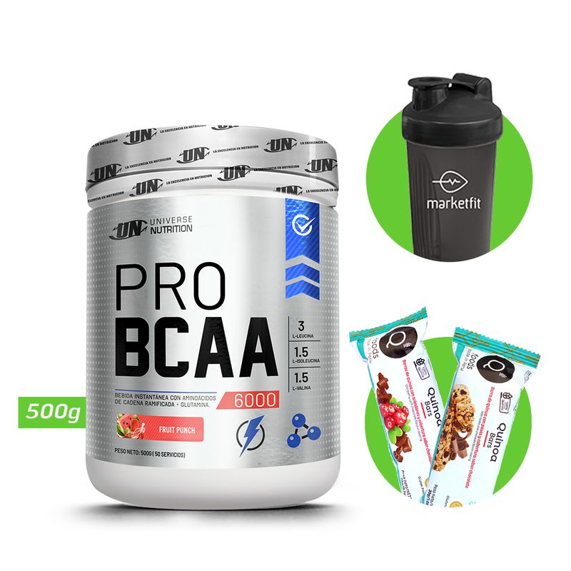 UNIVERSE NUTRITION - PRO BCAA 6000 Aminoácidos 500gr Fruit punch + REGALOS