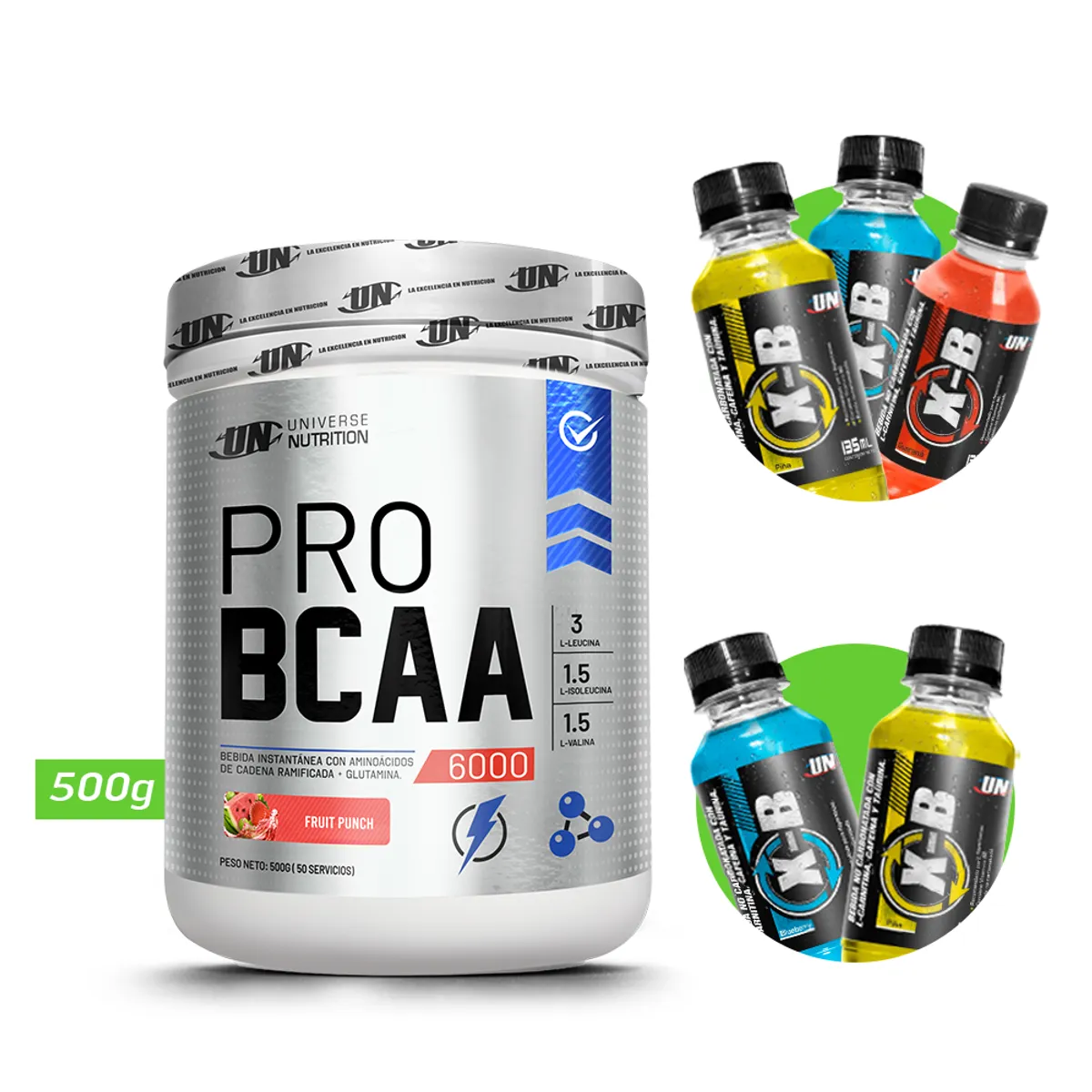 UNIVERSE NUTRITION - PRO BCAA 6000 Aminoácidos 500gr Fruit punch + REGALOS