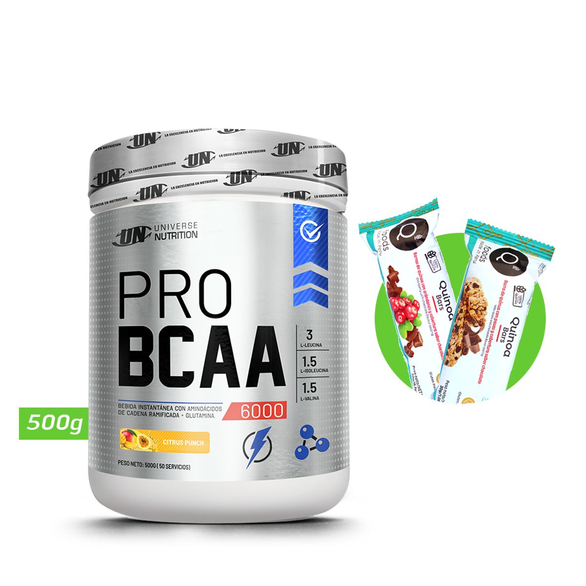 UNIVERSE NUTRITION - PRO BCAA 6000 Aminoácidos 500gr Citrus punch + REGALOS