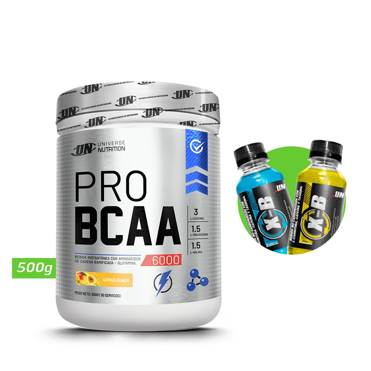 UNIVERSE NUTRITION - PRO BCAA 6000 Aminoácidos 500gr Citrus punch + REGALOS