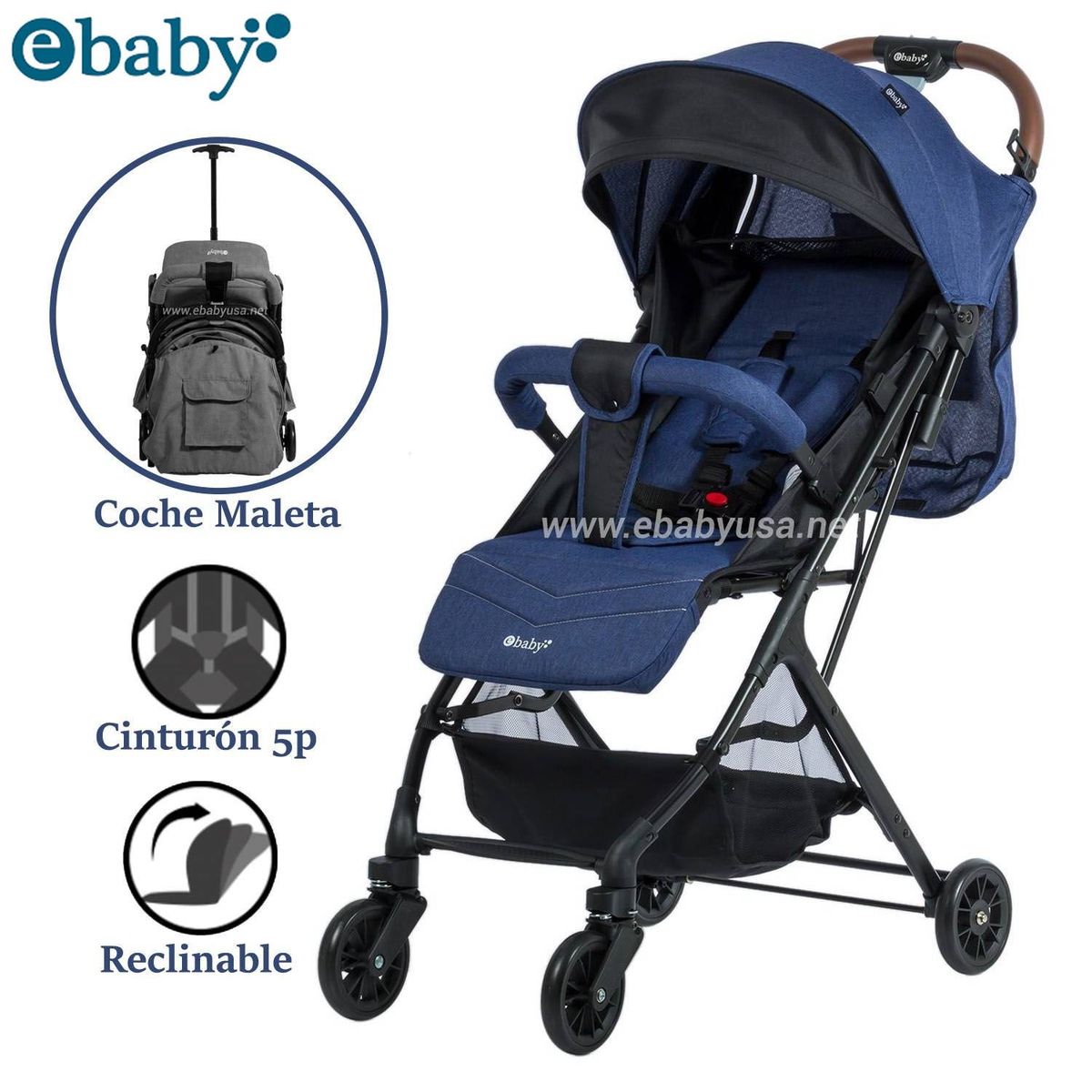 EBABY - Coche Maleta Ebaby Respaldar Reclinable Kalan Azul