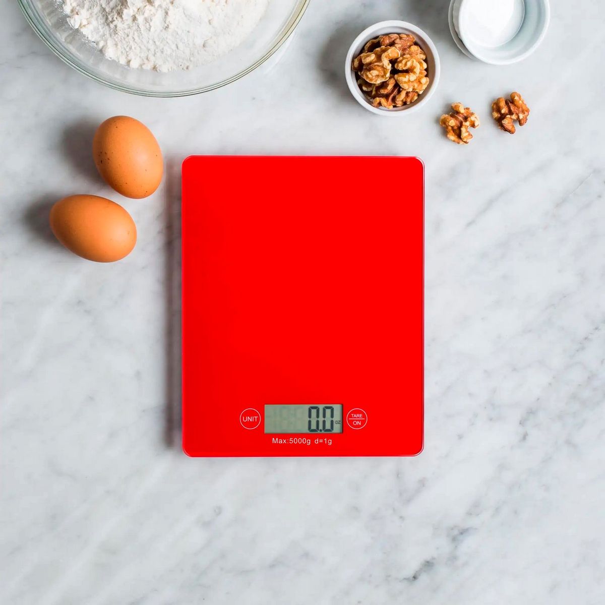 GENERICO - BALANZA GRAMERA DIGITAL ROJA 5KG DE CAPACIDAD