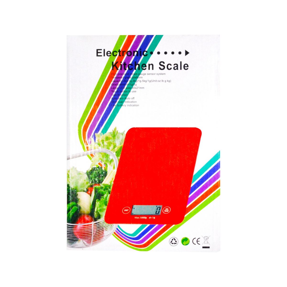 GENERICO - BALANZA GRAMERA DIGITAL ROJA 5KG DE CAPACIDAD