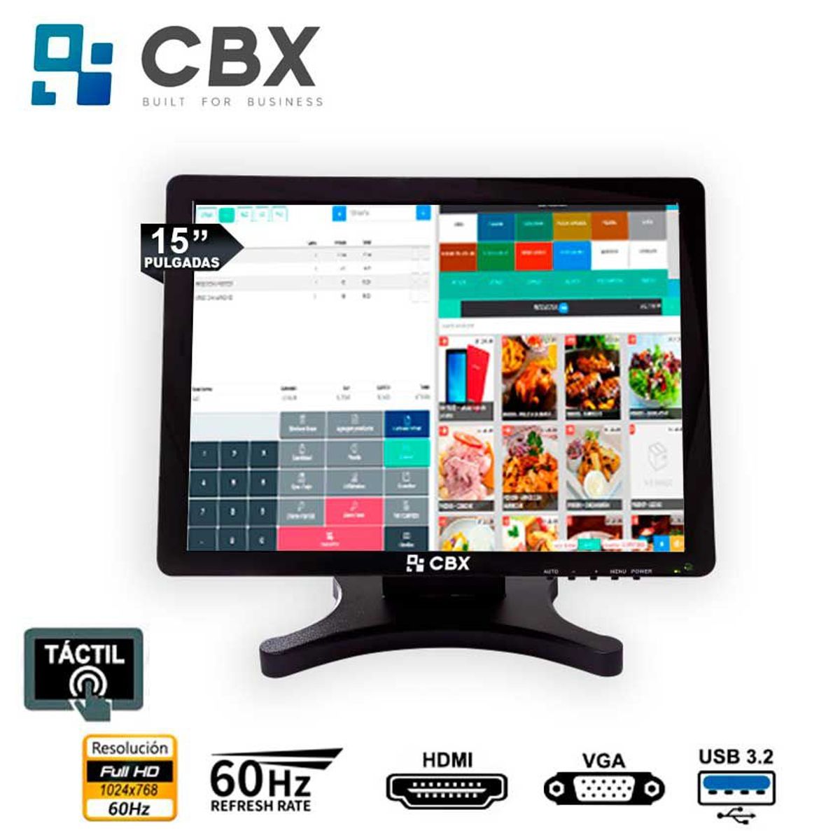 CBX - Monitor CBX TOUCH 1501 Para  Punto de Venta (POS) Táctil