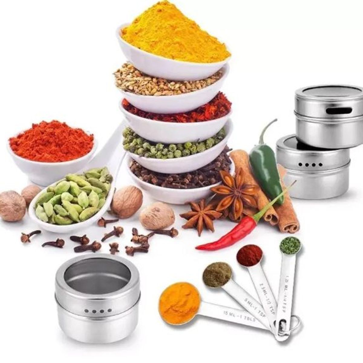 GENERICO - Condimenteros de Cocina Especieros Magnéticos con Imán x 2 unid.