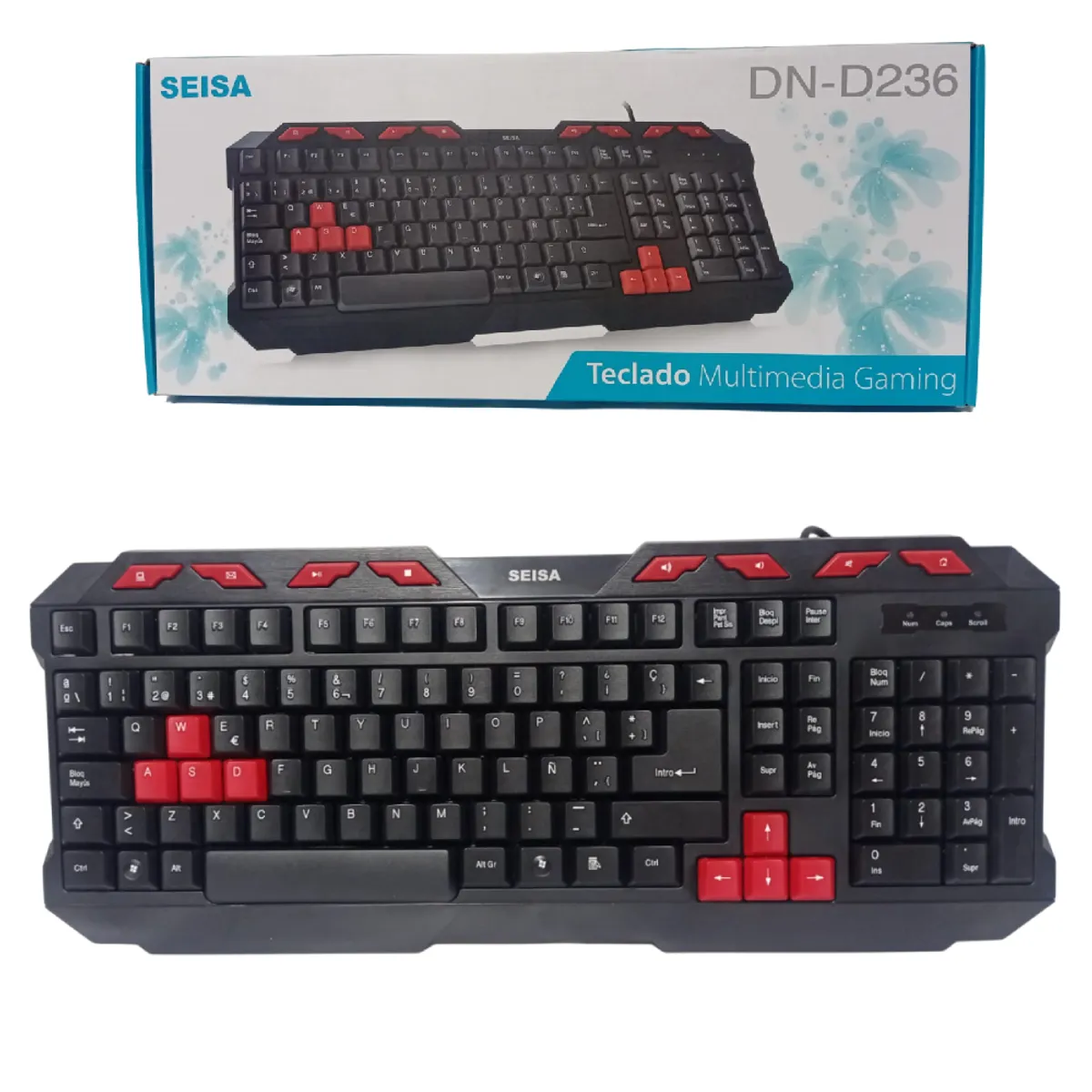 SEISA - Teclado Multimedia Pc Laptop Gamer Alambrico Seisa