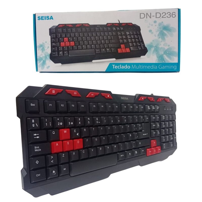 SEISA - Teclado Multimedia Pc Laptop Gamer Alambrico Seisa